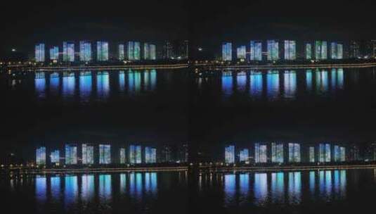 福州台江区闽江夜景航拍高清在线视频素材下载