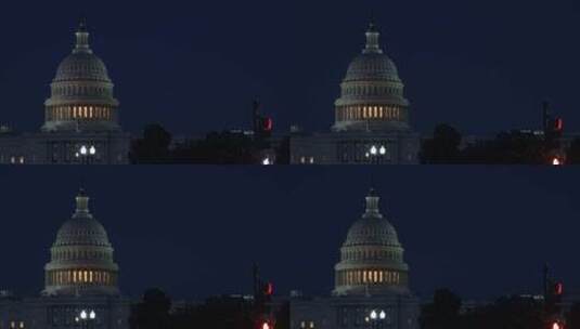 美国首都华盛顿特区的夜光穹顶建筑高清在线视频素材下载