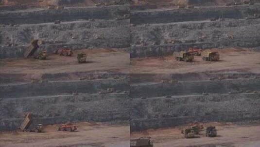 实拍煤矿厂上各种工作的大车小车高清在线视频素材下载