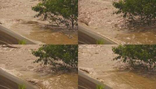 实拍长江洪水过境升格视频高清在线视频素材下载