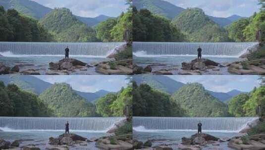 男士思考白酒茶叶中国风高级意境瀑布流水高清在线视频素材下载