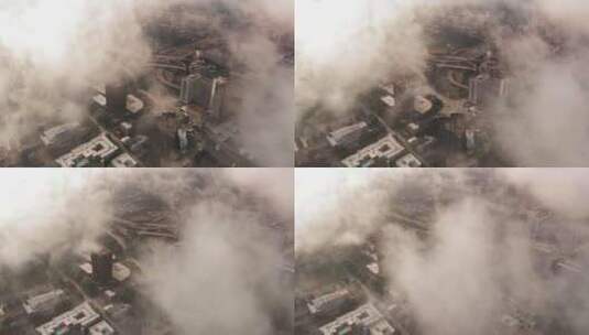 云雾笼罩的城市高清在线视频素材下载