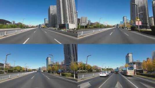 4K实拍第一视角城市道路行驶车窗外风景高清在线视频素材下载