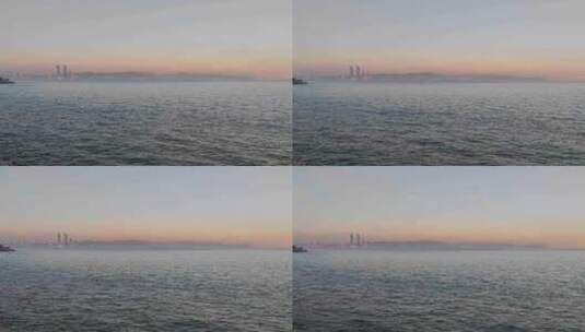 日落十分的福建厦门海岸线城市风光高清在线视频素材下载