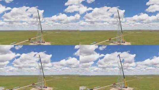 内蒙古电网建设施工实拍高清在线视频素材下载