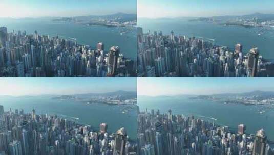 香港维多利亚港航拍香港城市建筑风光风景高清在线视频素材下载