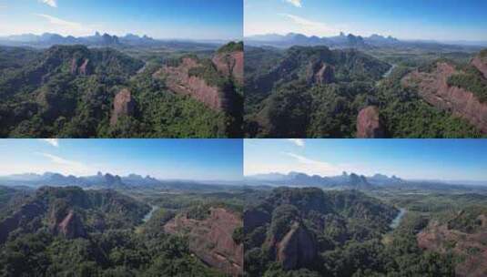 航拍韶关丹霞地貌 丹霞山阳元峰长老峰景区高清在线视频素材下载