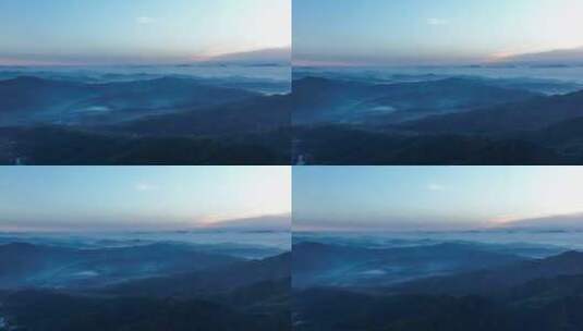 航拍黎明千山云雾缭绕高清在线视频素材下载