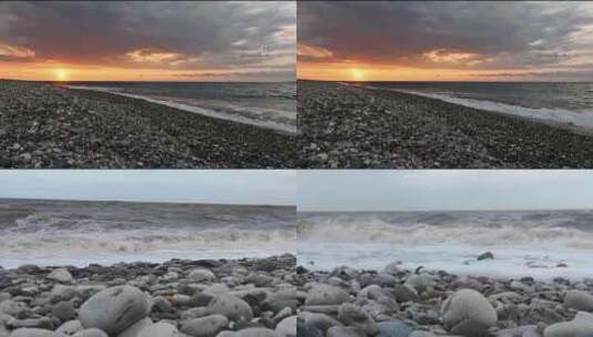 沙滩海浪浪花实拍视频高清在线视频素材下载
