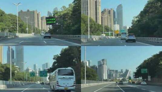开车行驶在广东高速公路第一视角车窗外风景高清在线视频素材下载