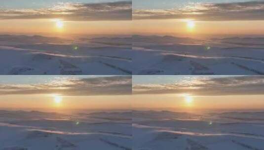 呼伦贝尔雪景原野冬日暖阳高清在线视频素材下载