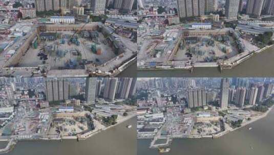 中国广州市荔湾区如意坊放射线施工高清在线视频素材下载