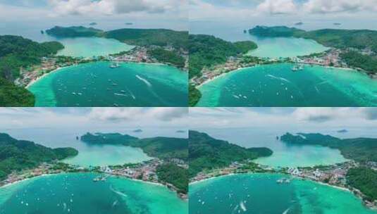 泰国甲米皮皮海岛海岸线航拍延时自然风光高清在线视频素材下载