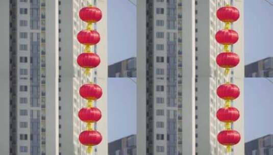 城市建筑红灯笼串慢镜头高清在线视频素材下载