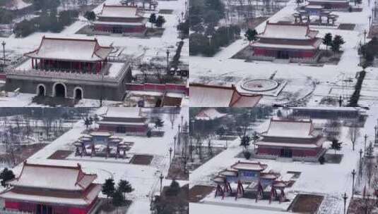 陕西周至县楼观台景区雪景高清在线视频素材下载