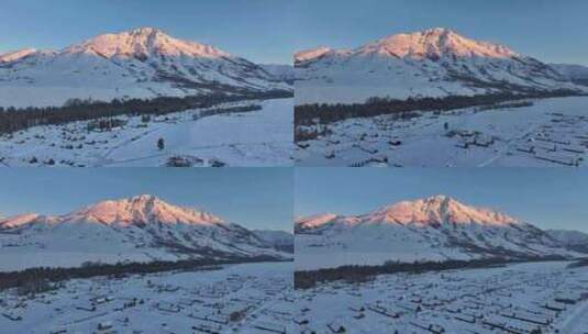 禾木冬天晨曦 村庄 禾木雪景新疆冬季旅游高清在线视频素材下载