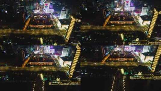 杭州浙江展览馆武林广场夜晚车流视频素材高清在线视频素材下载