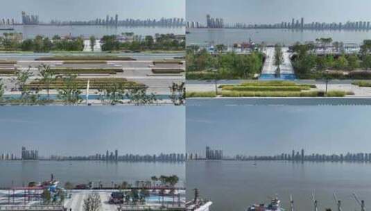 汉阳江滩公园步道观长江风景高清在线视频素材下载