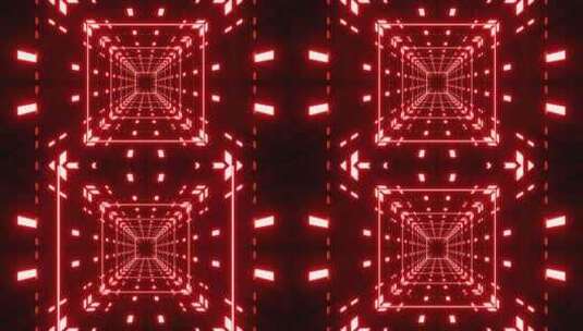 快速闪烁红灯方形隧道Vj循环高清在线视频素材下载