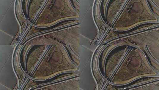 4k航拍高速公路立交桥鸟瞰图高清在线视频素材下载