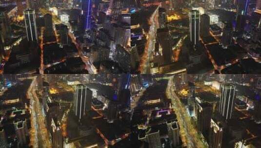 上海黄浦区延安东路夜景航拍延时城市夜晚繁高清在线视频素材下载