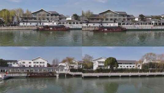 运河游船古建筑高清在线视频素材下载