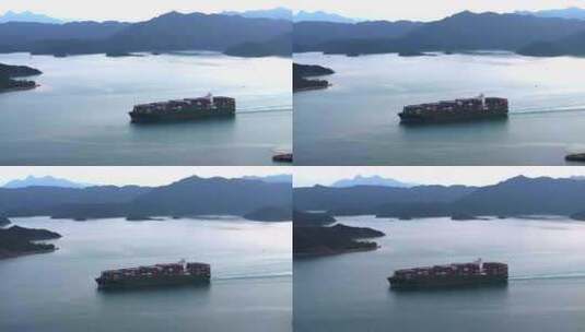 傍晚深圳盐田港一艘货轮正在靠岸高清在线视频素材下载