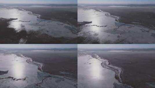 航拍荒野湖泊河流风光高清在线视频素材下载