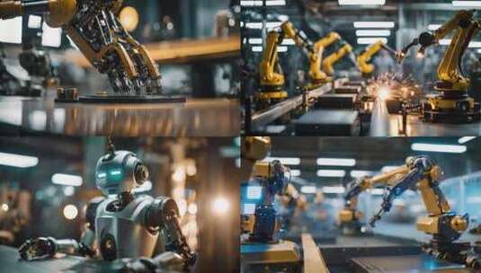 机器臂在工作 机器人无人工厂高清在线视频素材下载