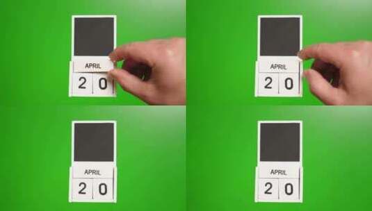 04.绿色背景上日期为4月20日的日历。高清在线视频素材下载