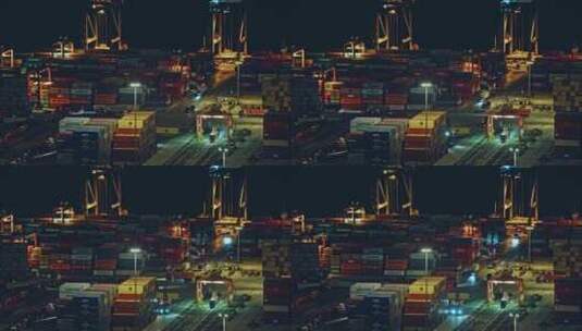 盐田港夜景港口货运码头贸易物流C0145高清在线视频素材下载