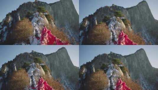 女子独自向山顶上走去-孤独的背影-4k高清在线视频素材下载