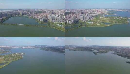 湖南省岳阳市南湖风光4k航拍高清在线视频素材下载