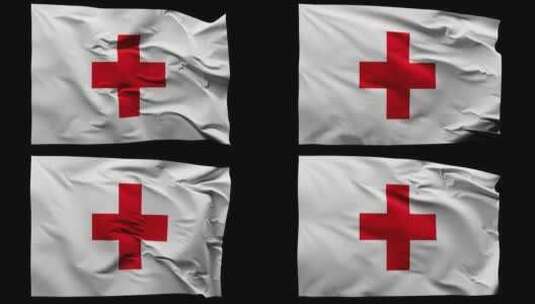 红十字旗帜2K高清在线视频素材下载