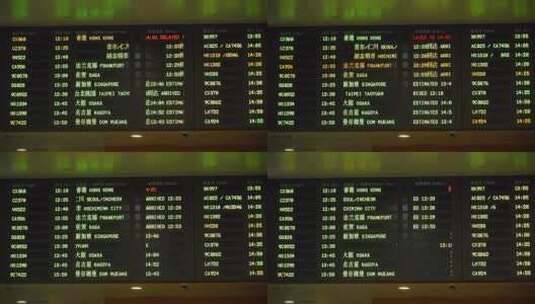 中国上海浦东机场进出港显示牌高清在线视频素材下载
