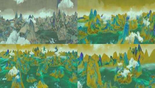 8K《千里江山图》抠像二维动画2高清在线视频素材下载