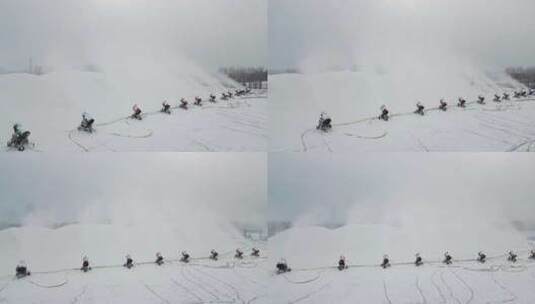 实拍多台雪炮造雪高清在线视频素材下载