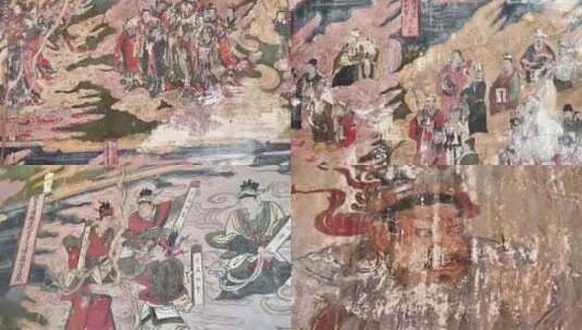 河北怀安明代昭化寺人物故事壁画高清在线视频素材下载