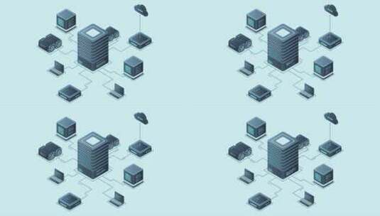 等距计算机技术动画。大数据中心计算。云计高清在线视频素材下载