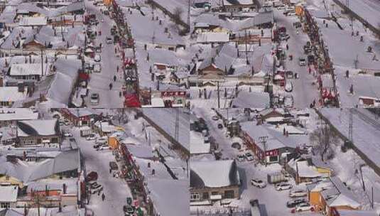 东北雪乡雪后小镇全景俯瞰高清在线视频素材下载