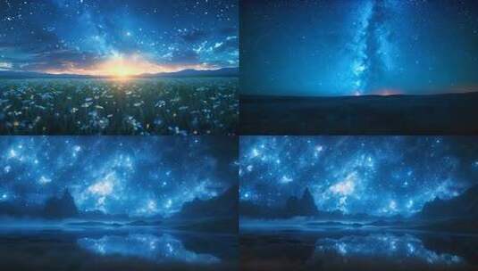 唯美星空夜景空镜 银河系星座 斗转星移高清在线视频素材下载