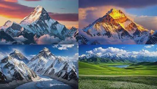 【4k60p】雪山日出壮丽全景多镜头合集高清在线视频素材下载