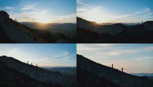 涞源长城日落全景高清在线视频素材下载