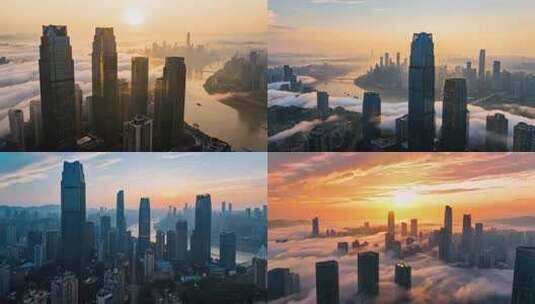 重庆城市云海日出全景高清在线视频素材下载