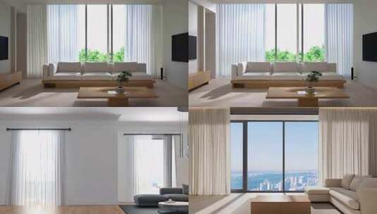 现代简约风格客厅室内场景高清在线视频素材下载