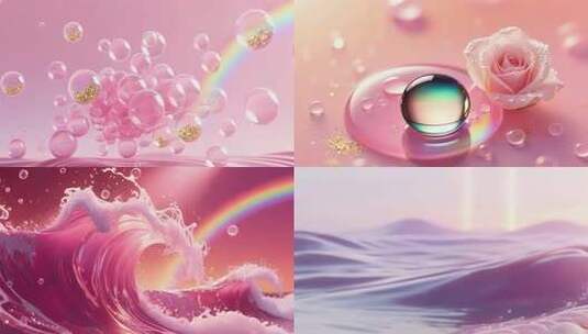 粉色浪漫水波光影合集高清在线视频素材下载