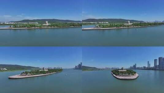 长沙橘子洲景区橘子洲大气航拍高清在线视频素材下载