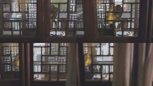 中式房间里的老式唱机在播放黑胶唱片高清在线视频素材下载