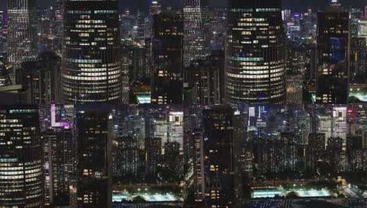 城市写字楼加班夜景航拍高清在线视频素材下载