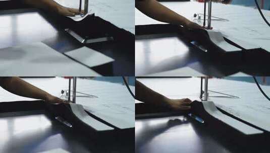 手操作切纸机切割纸张高清在线视频素材下载